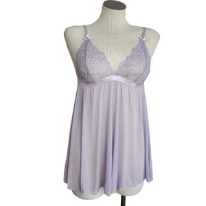Lavender Women's V Neck Lace Top Teddi Size M